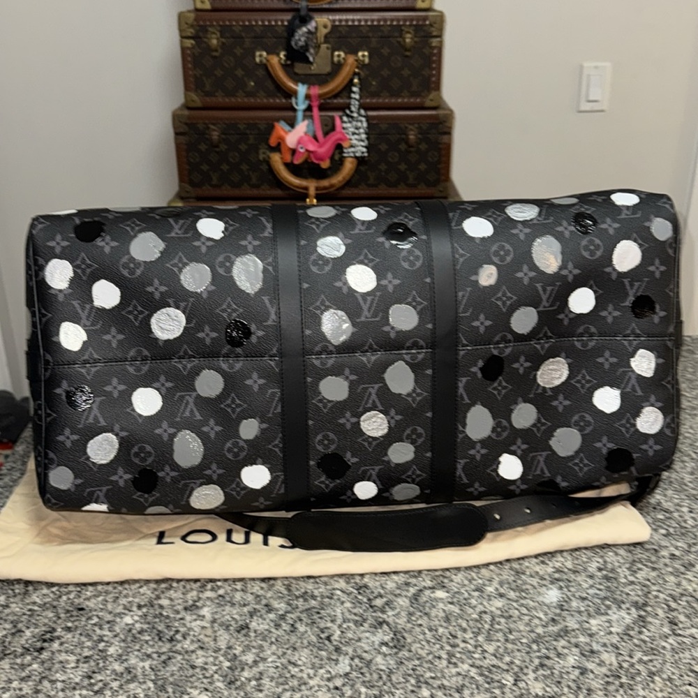 Louis Vuitton kusama eclipse monogram dots keepall 55 Travel duffle Bag suitcase - Picture 9 of 16